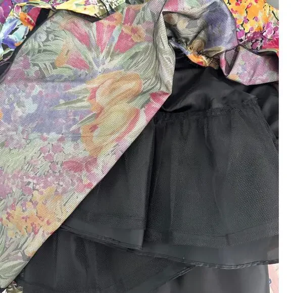 Victor Costa vintage 80s floral drop bow waist strapless party dress size 2 XS - Picture 6 of 8